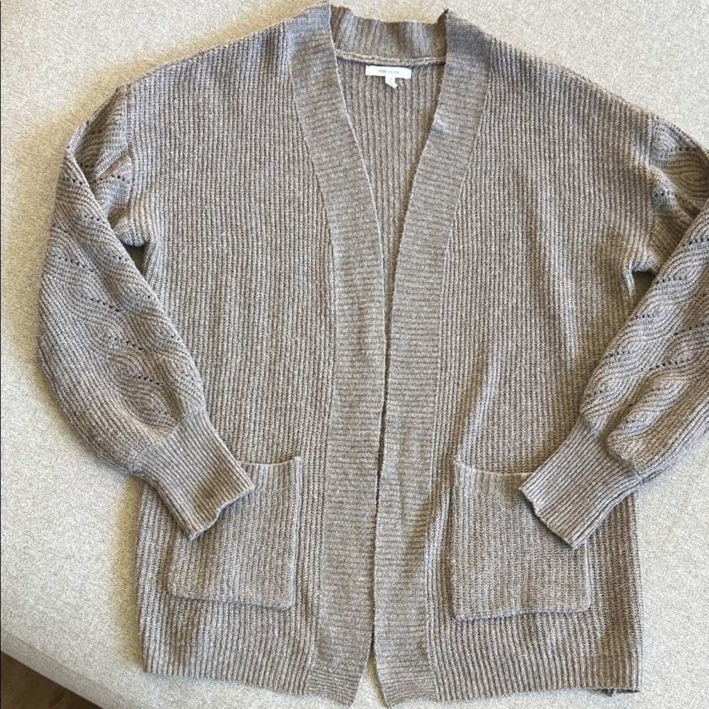 Maurices Taupe Open-Front Cardigan Sweater